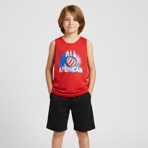 BCG Boys All American Red USA Graphic Sleeveless Tank Top Shirt Youth XS 6-7